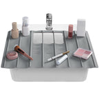 Maplefield Travel Size Bathroom Sink Cover for Counter Space - Foldable Silicone Sink Mat for Beauty Routine, Ideal for Small Bathroom, RVs, Camper Vans (Gray Small, 19.5 x 15.5 x 1.6 Inches)