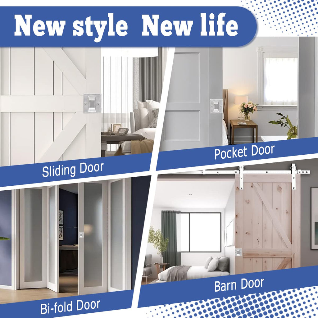 HOMOTEK 4 Pack Privacy Pocket Door Pull Without Switch Plate - Replace Old Or Damaged Passage Sliding Door Pull No Lock Quickly and Easily, 2-3/4”x2-1/2”, for 1-3/8” Thickness Door, Brushed Nickel