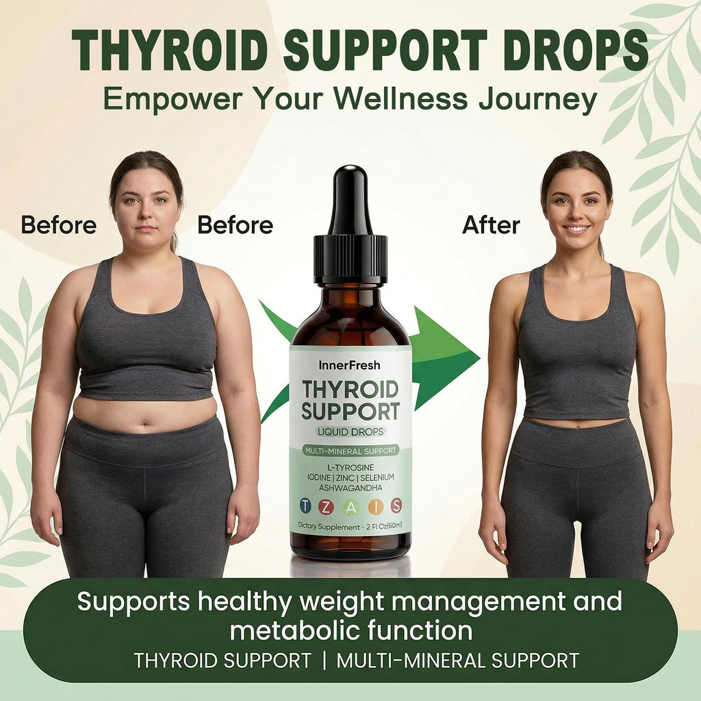 SCEZROB InnerFresh Thyroid Support Drops, Inner Fresh Thyroid Support Liquid Drops for Women, Hormone Balance & Healthy Metabolism Support, with Selenium, Zinc, Iodine, L-Tyrosine & Ashwagandha (1)