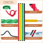 Ninehaoou 20 Pcs 17 Inch EVA Foam Twist Rubber Ties Reusable Bendable Cable Tie Straps Flexible Heavy Duty Twisty Ties for Organizing Cords Bundling (Red,Yellow,Green,Black)