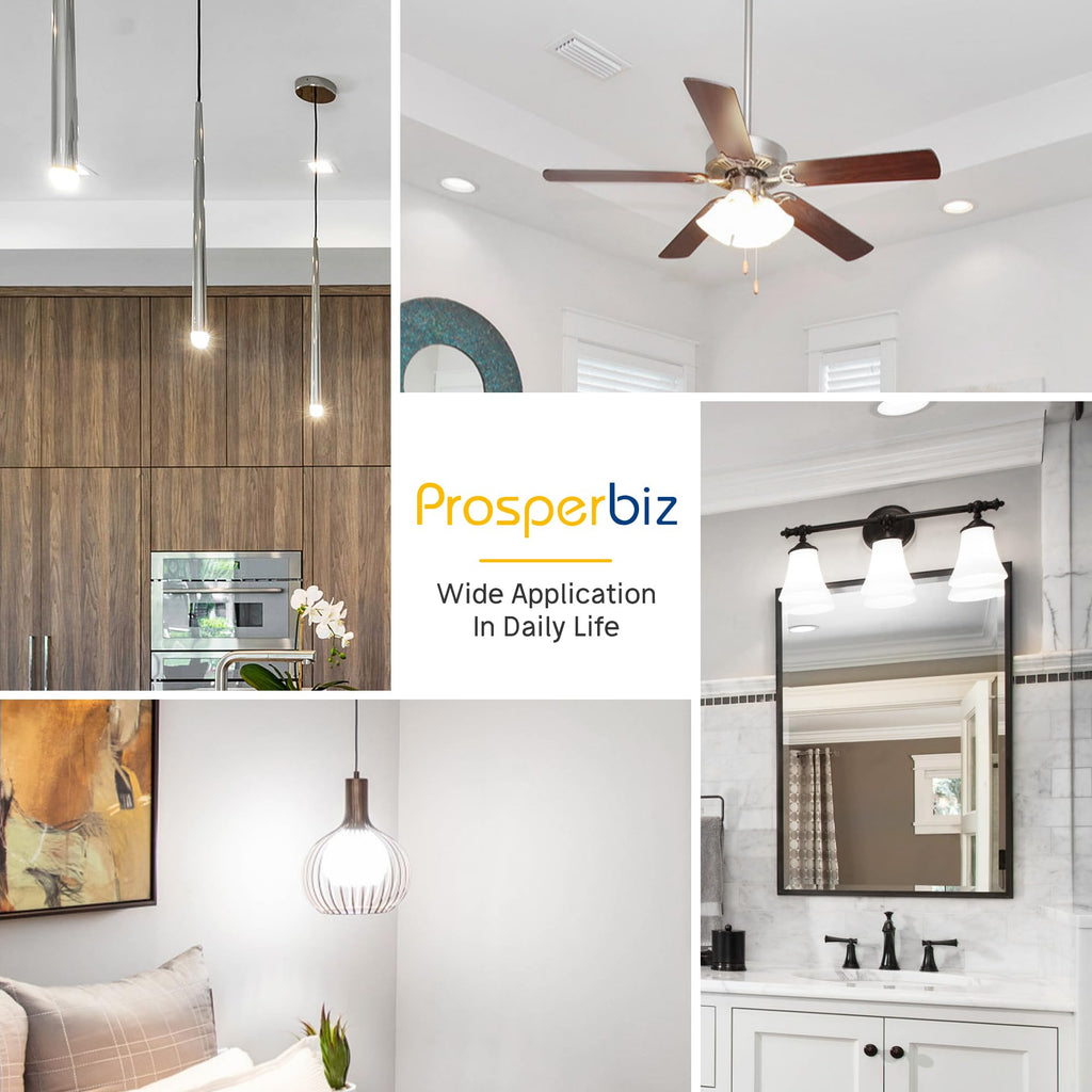 Prosperbiz E12 Ceiling Fan Light Bulbs Dimmable, 60W Equivalent LED Bulb, Daylight White 5000K, E12 Small Base Candelabra A15 LED Round Light Bulb, 600 Lumen, Pack of 12