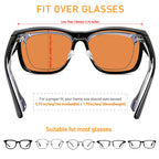 ANDWOOD Fit Over Blue Light Blocking Glasses for Women Men Fitover Computer TV Gaming AR Coatings Lens Improve Sleep Amber Orange