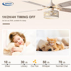 Depuley 52in Ceiling Fans with Lights: 2 Pack White Gold Caged Ceiling Fan with Remote - Farmhouse Ceiling Fan with Dual Finish 5 Blades for Living Room 6 Speeds Timer Reversible E26 Bulbs Included
