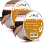 LOVIMAG Copper Tape (1inch X 66 FT) 2 Pack HVAC Foil Anti Tarnish Strips