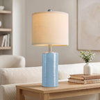 G-SAFAVA 20.5" Small Table Lamps for Living Room Lamp Set of 2 Ceramic Lamps for Bedroom Bedside Lamps Modern Boho Lamps for Night Stands Farmhouse Nightstand Lamp Side End Table Lamp, Light Blue