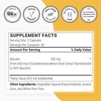 Supersmart - 90% Baicalin 500mg per Day (Scutellaria Baicalensis) - Chinese Skullcap Extract Supplement | Non-GMO & Gluten Free - 60 Vegetarian Capsules