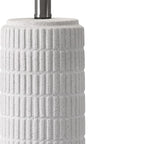 PoKat 24" Farmhouse Ceramic Table Lamps Set of 2 for Bedroom, White Stone-Like Bedside Lamps for Night Stands, Matte-Textured Decor Nightstand Table Lamps for Living Room End Table White