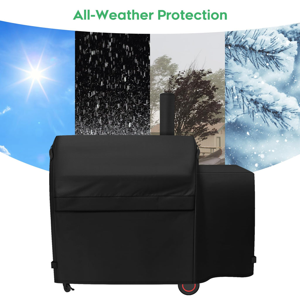 EZ-DONGTENG Heavy-Duty 600D Grill Cover fit for Nexgrill Oakford 1150 Reverse Flow Offset Smoker Charcoal Grill, Nexgrill Oakford 1150 Reverse Flow Grill Model 810-0071 Cover