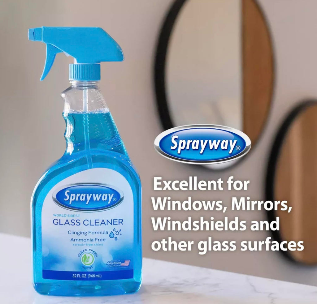 Sprayway Glass Cleaner Liquid Spray, 32oz, Pack of 6 | Ammonia-Free, Streakless, Foaming Action | Recyclable Bottle, Fresh Fragrance | Removes Fingerprints, Dust, Dirt, Smoke Film | All Glass Surfaces