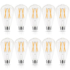 GvvooHome LED Edison Bulbs Dimmable, E26 Bulb 60 watt Equivalent, Soft White 2700K, ST58 Vintage Light Bulbs, 90+ CRI, 6W 600LM, E26 Medium Base, Clear Glass, 10 Pack