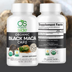 OS Organic Side | Organic Black Maca 60 Capsules | Natural Supplement with Black Maca Root Powder | Plant-Based Capsules for Energy, Vitality, and Hormonal Balance
