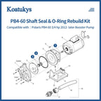 Koatukys PB4-60 Booster Pump Shaft Seal & O-Ring Rebuild Kit Replacement for Polaris 3/4 hp 2012- Later Pool Pump