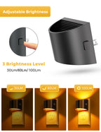 L LOHAS LED Night Light 2 Pack, Night Lights Plug into Wall, Dusk to Dawn Sensor Nightlight, 3 Level Brightness Adjustable, 1600K Amber Light, Mood Lighting