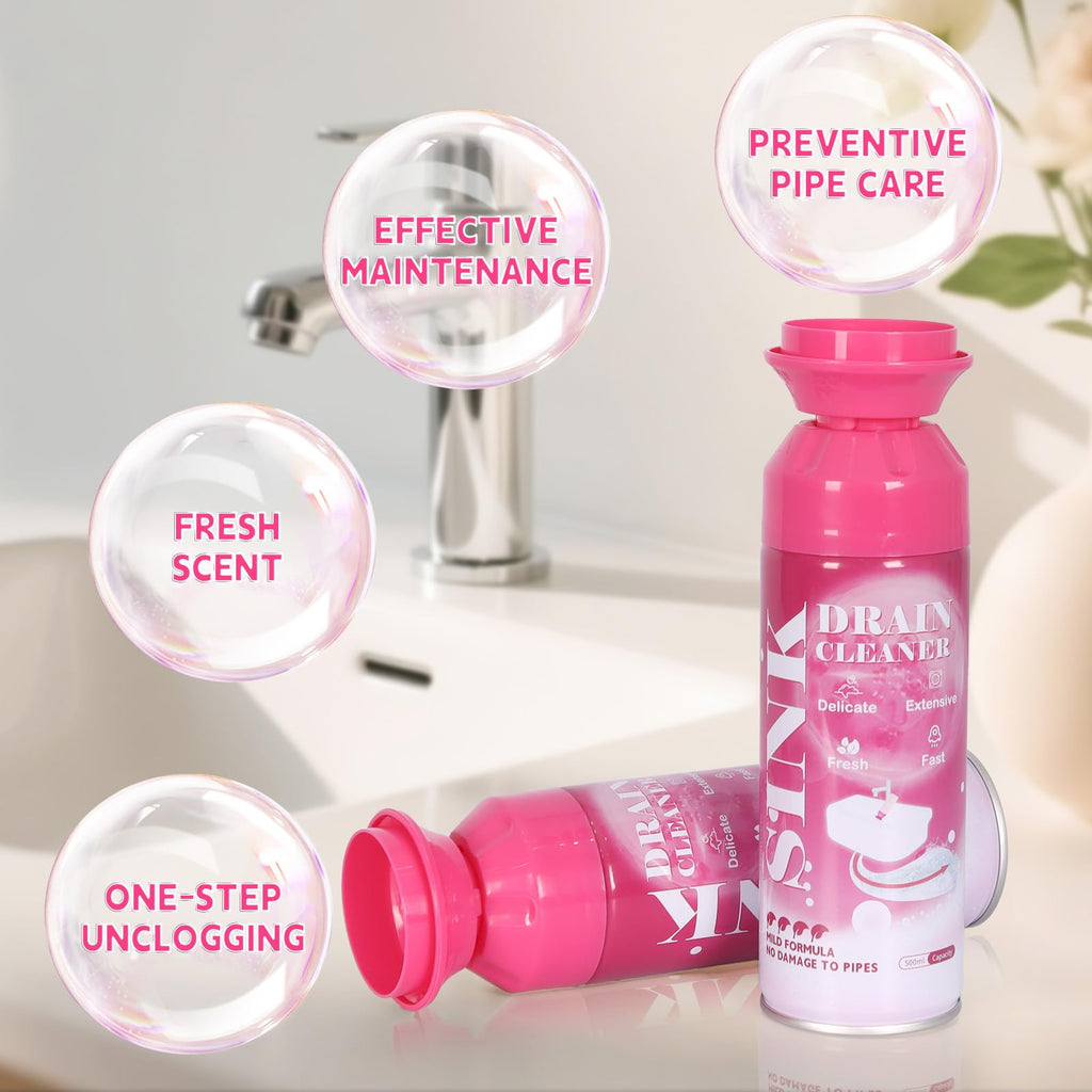 GARINOM Foaming Drain Cleaner, Sink Cleaner and Deodorizer, Drain Clog Remover for Kitchen Sinks,Bathroom Drains, Washbasin
