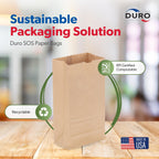 Duro 2# Brown Paper Lunch Bags 500 Count, Bulk Disposable Brown Paper Bags, SOS Small Lunch Bag for Candy, Snacks & Treats - 4.31 x 2.43 x 7.87 Inches