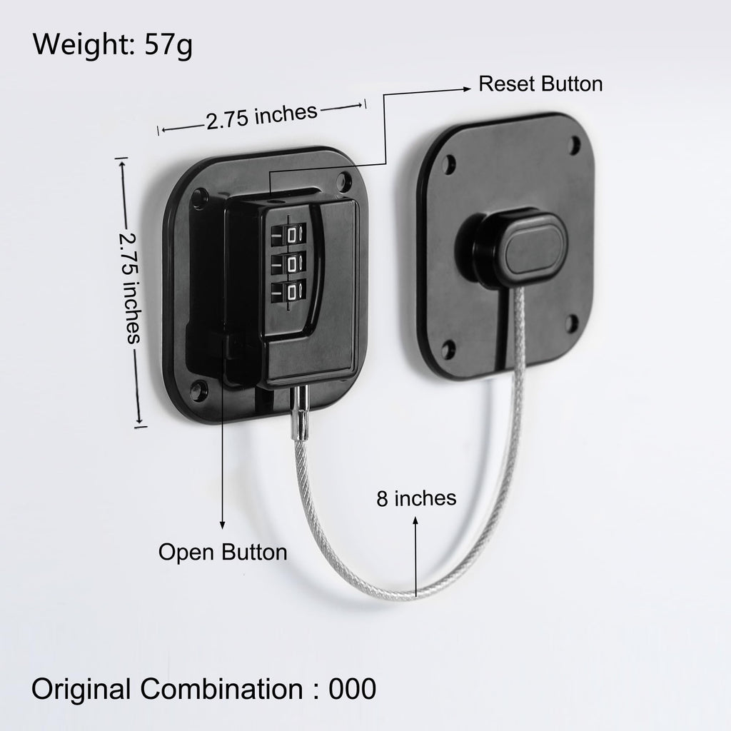 Refrigerator Lock, Heavy Duty Fridge Lock, Combination Lock for Refrigerator Cabinets, Drawers, Safety Lock, Easy Install No Keys Needed (Black-4Pack)