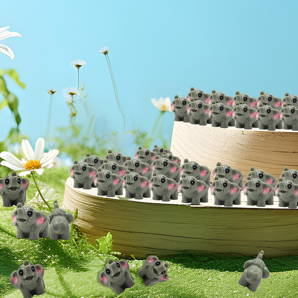 OZLMC 50 Pcs Mini Elephant Figurines for Fairy Gardens,Miniature Landscapes,Small Elephant Figurines ，Micro Landscape be Used for Various DIY Projects and Decorative，2 inches Long, 1.2 inches high