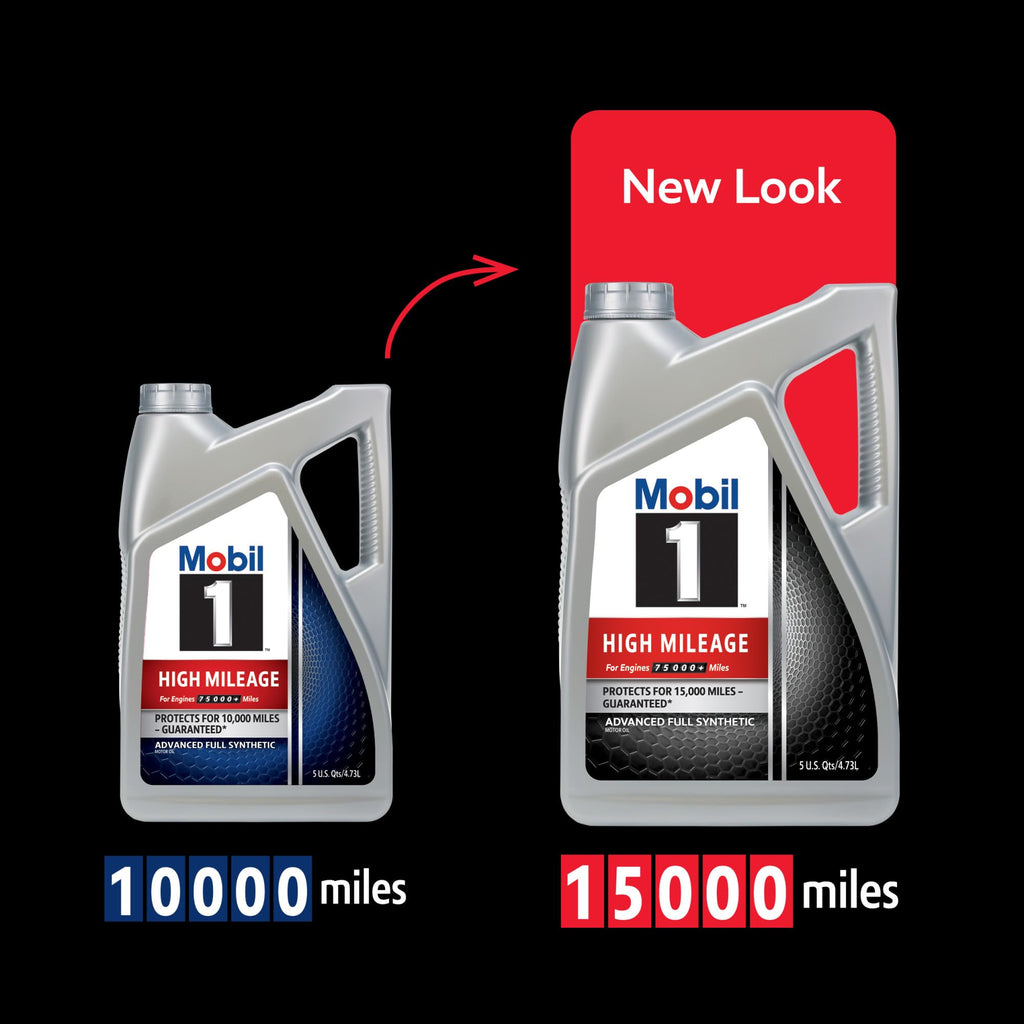 Mobil 1 High Mileage Full Synthetic Motor Oil 5W-20, 5 Quart