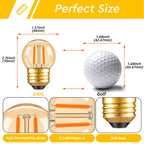 PADMO LUDAZ G40 LED Low Watt Light Bulbs Warm Glow E26 Amber 1W 10 Watt Light Bulb,Low Lumen Light Bulb Small Edison Short Dim Light Bulbs for Lamp,Bedroom (Amber 2200K, 6 Count)