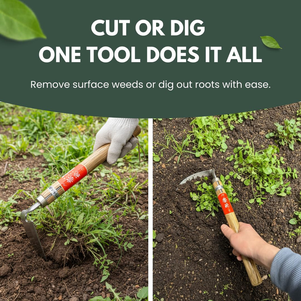forest Originals Hounen Miyawaki Nejiri Kama Weeder – Japanese Weeding Sickle, Twisted Stainless Steel, 4.7 in (12 cm) Blade, 13 in (33 cm), Root Slicer for Garden Beds & Crabgrass, Made in Japan