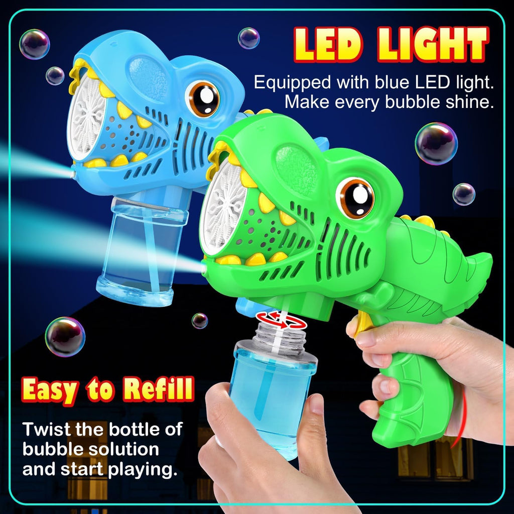 Yunaking Kids Bubble Gun 2 Pack, Dino Bubble Machine for Boy Girl Toys Gift