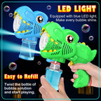 Yunaking Kids Bubble Gun 2 Pack, Dino Bubble Machine for Boy Girl Toys Gift