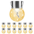 Solar Outdoor Lights Decorative 12 Pack, Hanging Solar Garden Lights Waterproof, Solar Powered Globe Cracked Glass Ball Lantern for Yard Patio Fence Tree Umbrella Holiday Decoration, Warm White