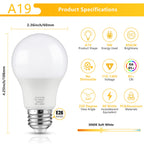 Maylaywood A19 LED Light Bulbs, 60 Watt Equivalent, Soft White 3000K, 850LM, E26 Base, Non-Dimmable, 9W Bright White LED Bulb, 4-Pack