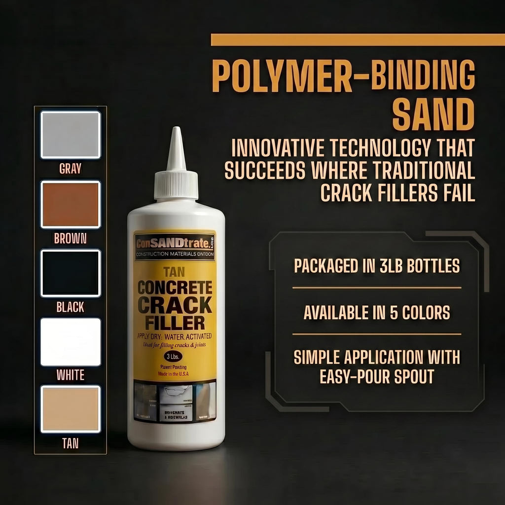 ConSandtrate Concrete Crack Filler - Gray - 3 lb. (Single Bottle) - Polymer Based Sealant for Filling in Concrete Cracks on Driveways, Walkways and Patios (White)