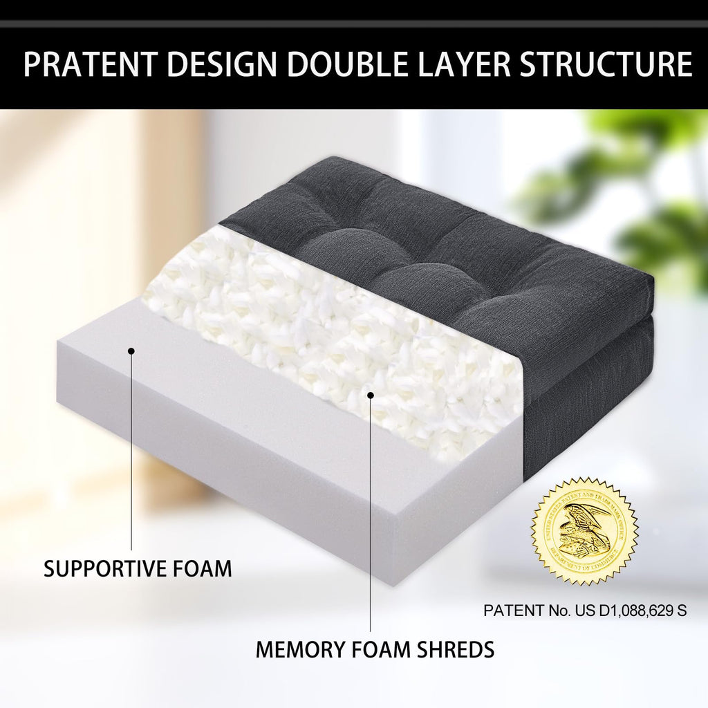 HAVARGO Recliner Cushions for Elderly, 20x20x5 Inch Thick Chair Cushion Patent Design Soft Tufted Dual Layer Booster Seat Cushions for Seniors Recliner Risers Gray 1P