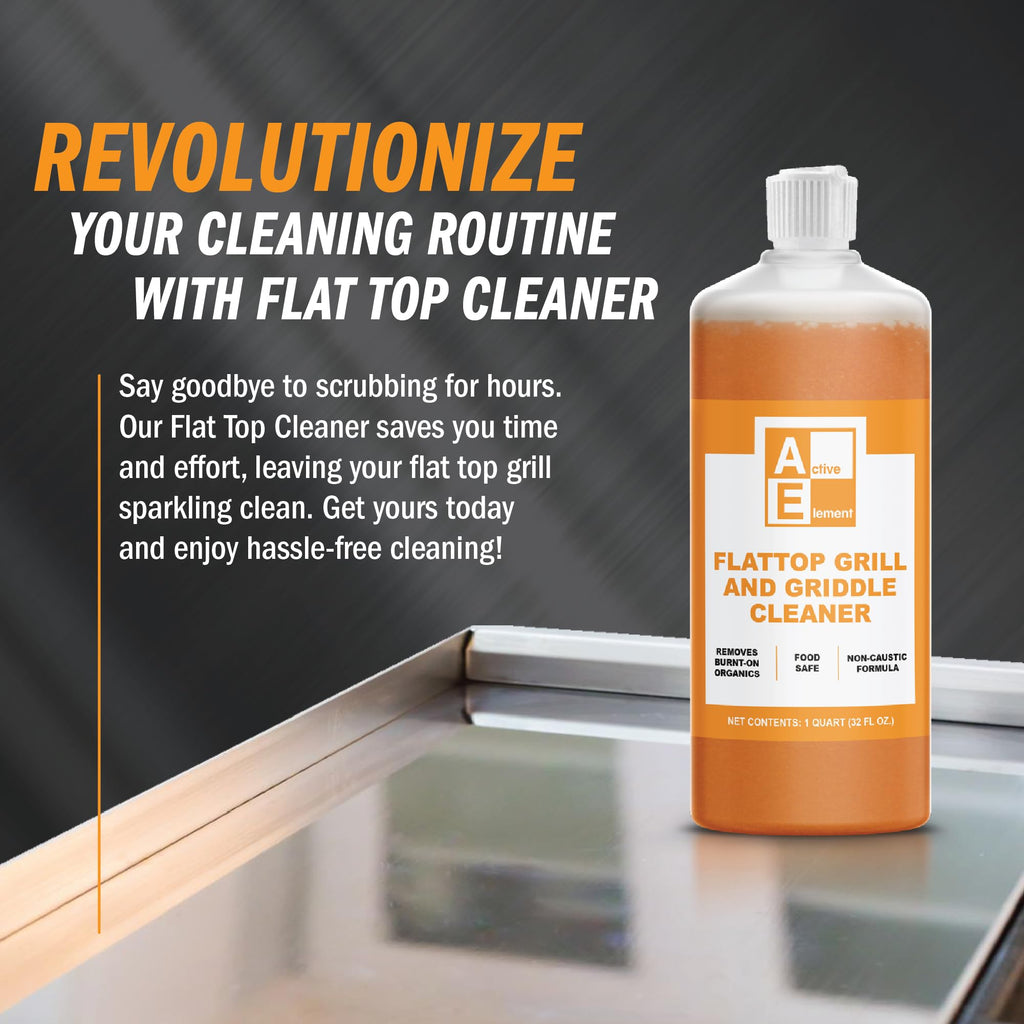 Active Element Flat Top Grill Cleaner – 32 fl oz | Griddle Cleaner, Removes Burnt-On Residue, Food Safe, Non-Caustic Formula, For Blackstone Grills