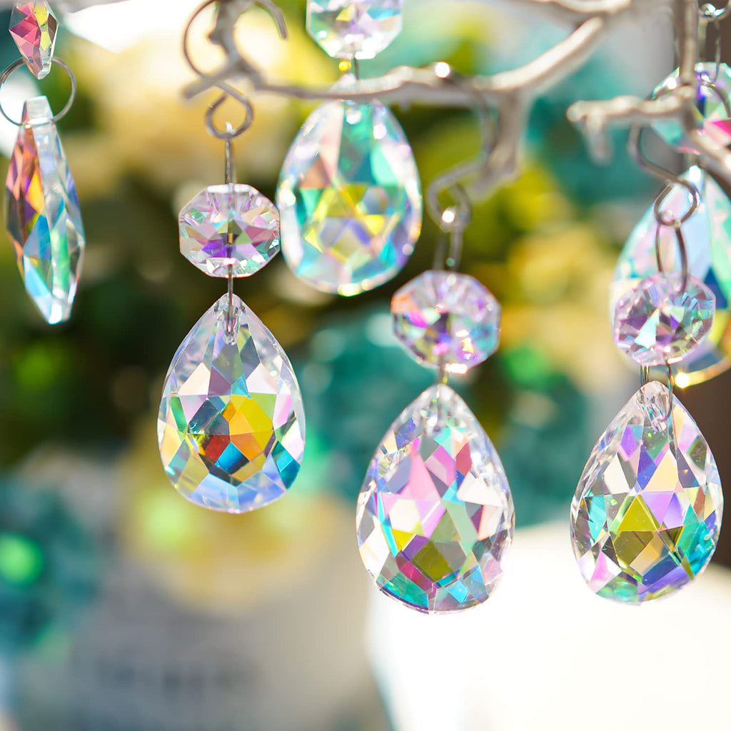 20 Pcs 38mm Teardrop Crystal Suncatcher Pendants Chandelier Decor