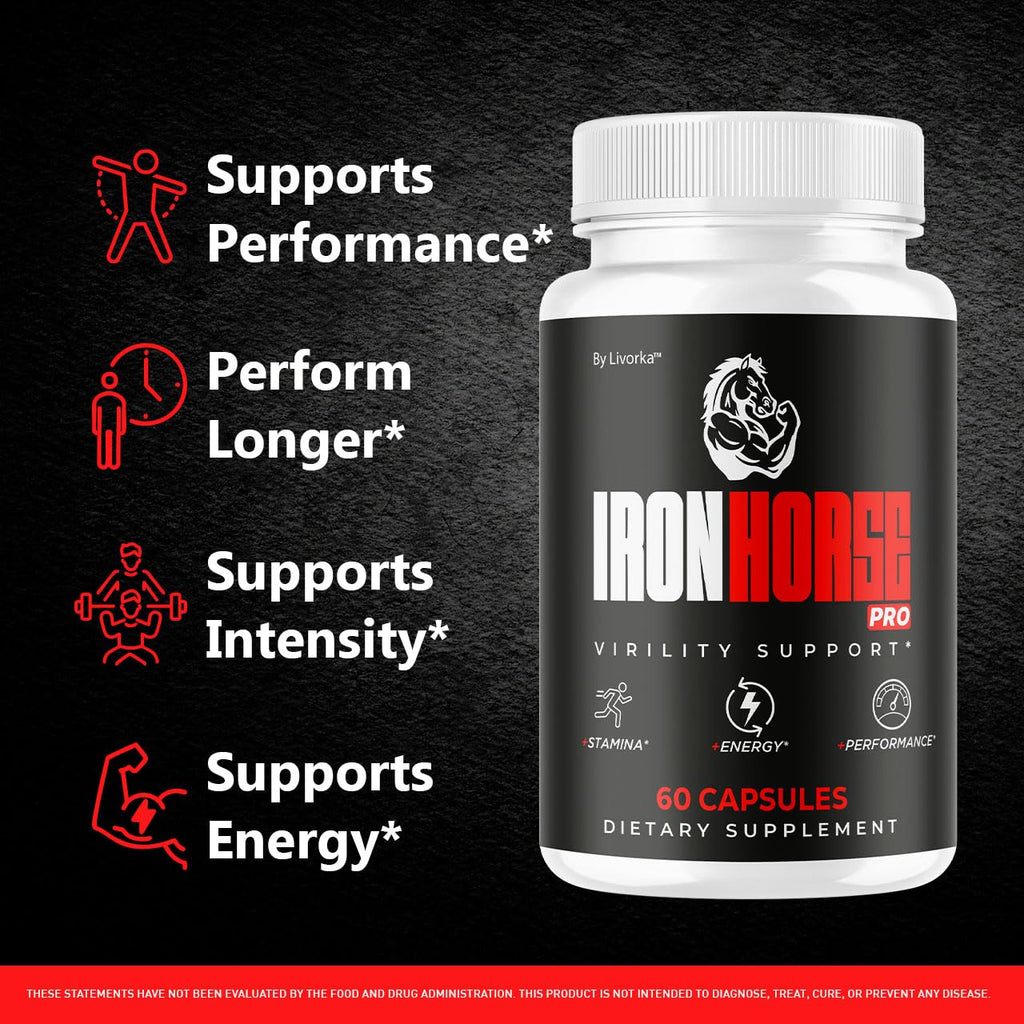 Iron Horse Pro Supplement Pills - Official Advanced Formula Support Capsules - Maximum Strength, Natural Iron Horse Pro for Overall Health & Wellness, 60 Capsules for 1 Month