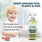 PROSOL WORKS Bathroom Cleaner 16 oz - Daily Cleaning Spray for Shower Curtain, Sink, Shower, Tile, Bathtub, & Toilet Bowl Cleaners Revealing Natural Shine & Refreshing Scent- Safe on All Surface