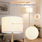 Yemela 【Upgraded】 Dimmable Gold Floor Lamps for Living Room, 9W LED Bulb Included, Modern Standing Lamp with White Lamp Shade, Tall Pole Light for Bedroom Reading Office Corner Nursery