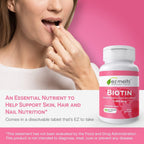 EZ Melts Biotin - Daily Vitamin B7 for Healthy Hair, Skin & Nails - Energy Metabolism Support - No Artificial Flavors - Non-GMO & Vegan - Strawberry Burst - 180 Dissolvable Tablets (180 Servings)