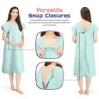 Women's Hospital Gown Patient Gown, Green Lilly, Large-X-Large