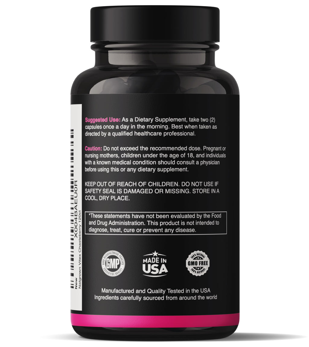 Natgrown Vitex Chasteberry Supplement for Women 1,000 mg - Supports Hormone Balance & Fertility - Agnus Castus Chaste Tree Vitex Berry Fruit Extract Capsules - 120 Ct