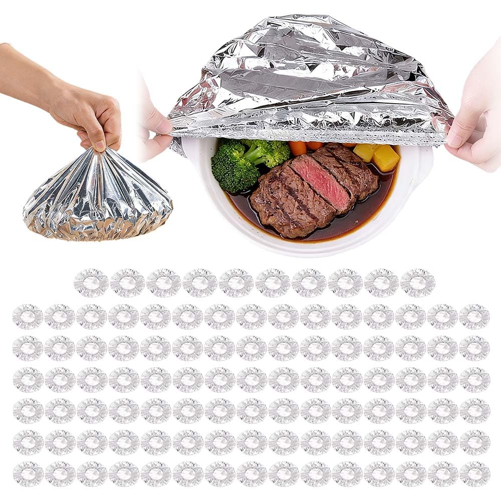 Reusable Aluminum Foil Food Covers, 2026 New Thickened Heat-Resistant Material with Continuous Warmth, Fresh Keeping Food Cover for Home Kitchen Meals Vegetables Fruits Leftovers (B-100Pcs)