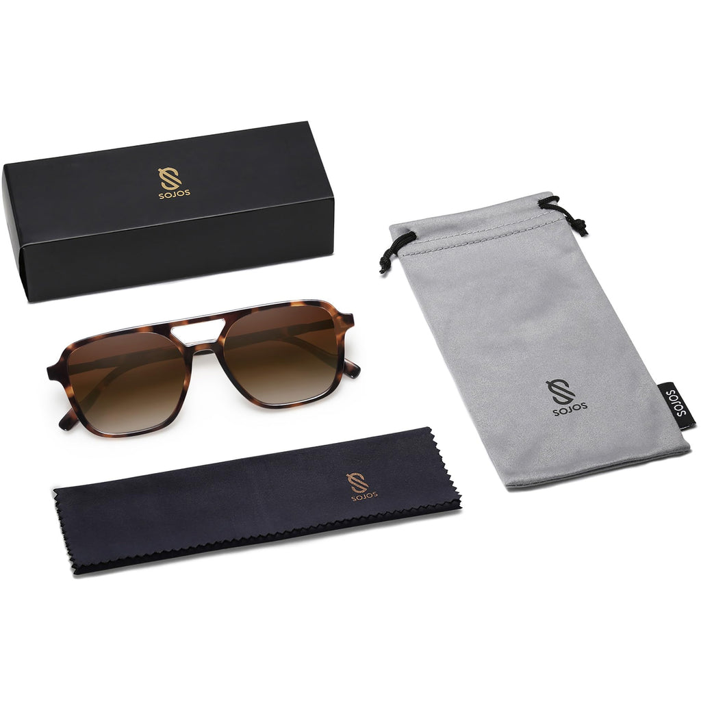 SOJOS Retro Aviator Sunglasses Women Men Trendy Rectangle Shades SJ2202C3