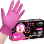 SwiftGrip Pink Gloves Powder-Free Nitrile Gloves, 100ct Box - 3-Mil, Gloves Disposable Latex Free, for Kitchen, Cleaning, Estheticians, Hair Stylist - Pink/Fuchsia(Small)