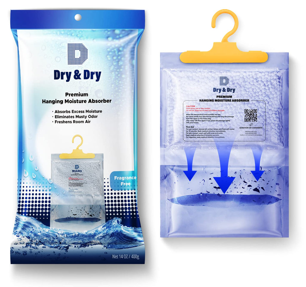 Dry & Dry 46 Packs [Net 14 Oz/Pack] Moisture Absorbers for Home, Basement & Bedroom - Small Dehumidifiers