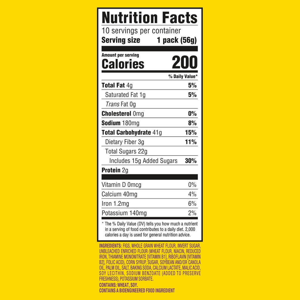 NEWTONS Soft Baked Real Fruit Fig Bars, Fig Cookies, 40 Snack Packs