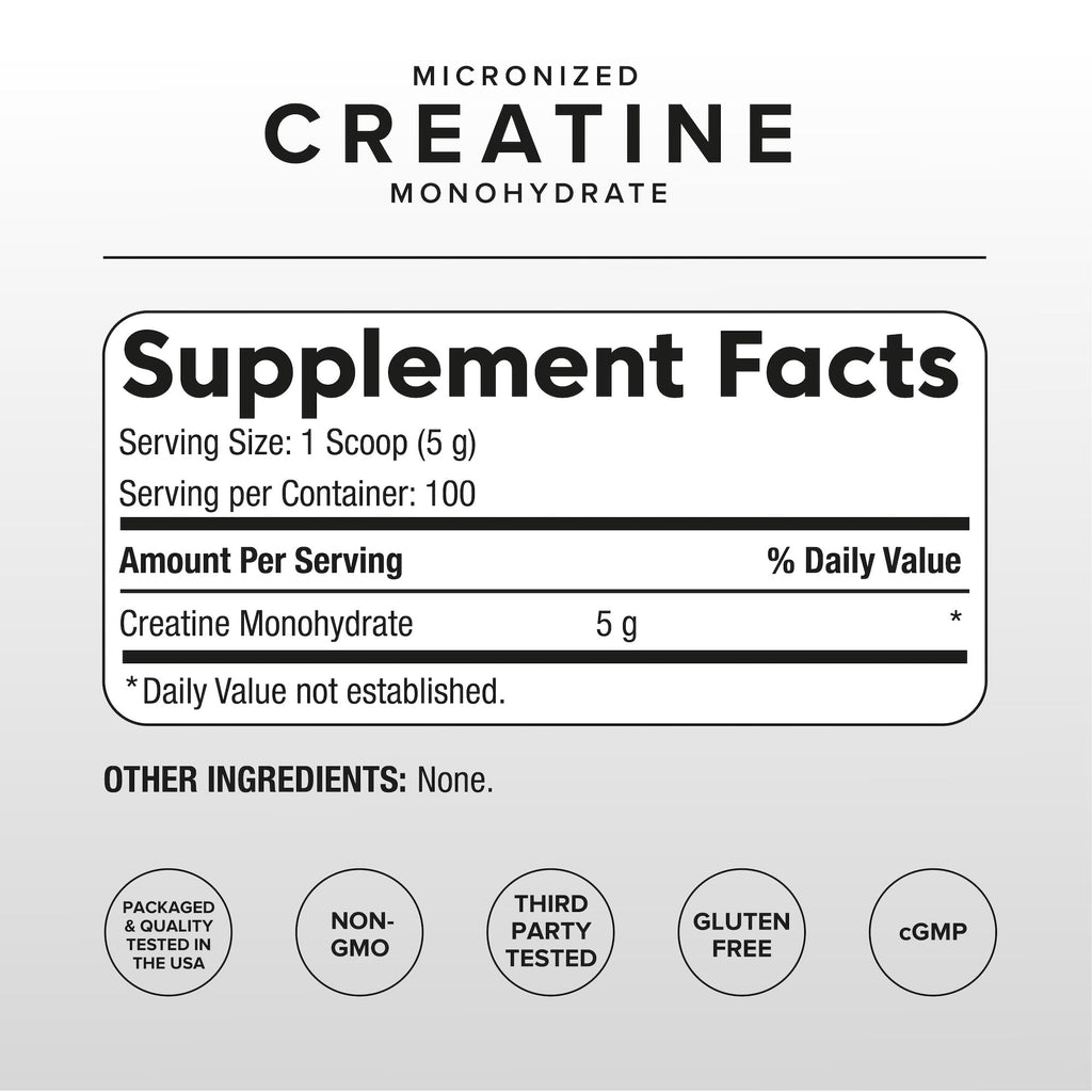 Puregen Labs Micronized Creatine Monohydrate Powder 500g – Pure, Unflavored, No Additives | 5000mg Per Serv (5g) - 100 Servings | Third Party Tested for Quality