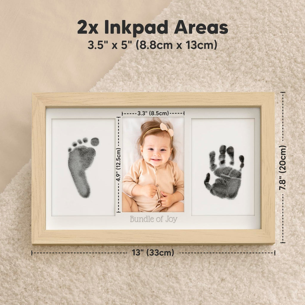 Inkless Hand and Footprint Kit, Boy Girl Newborn Keepsake (Ash Wood)