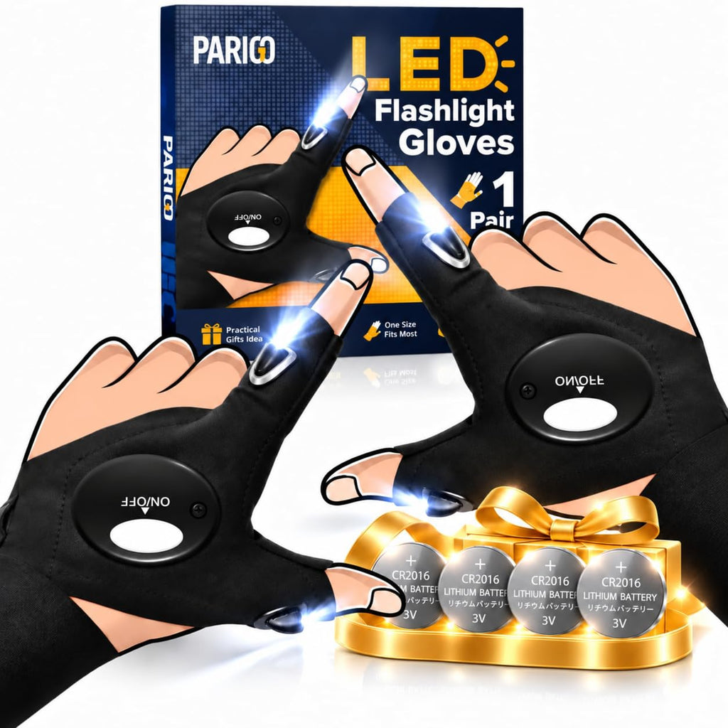 PARIGO Flashlight Gloves Christmas Stocking Stuffers for Men, Gifts for Men
