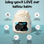 HolyCow Beef Tallow For Skin - Whipped Tallow Balm with Organic Jojoba Oil (Unscented/Herb-Infused), Grass Fed Beef Tallow Face Moisturizer for Eczema, Baby, Lip Balm - Lotion For Extremely Dry Skin