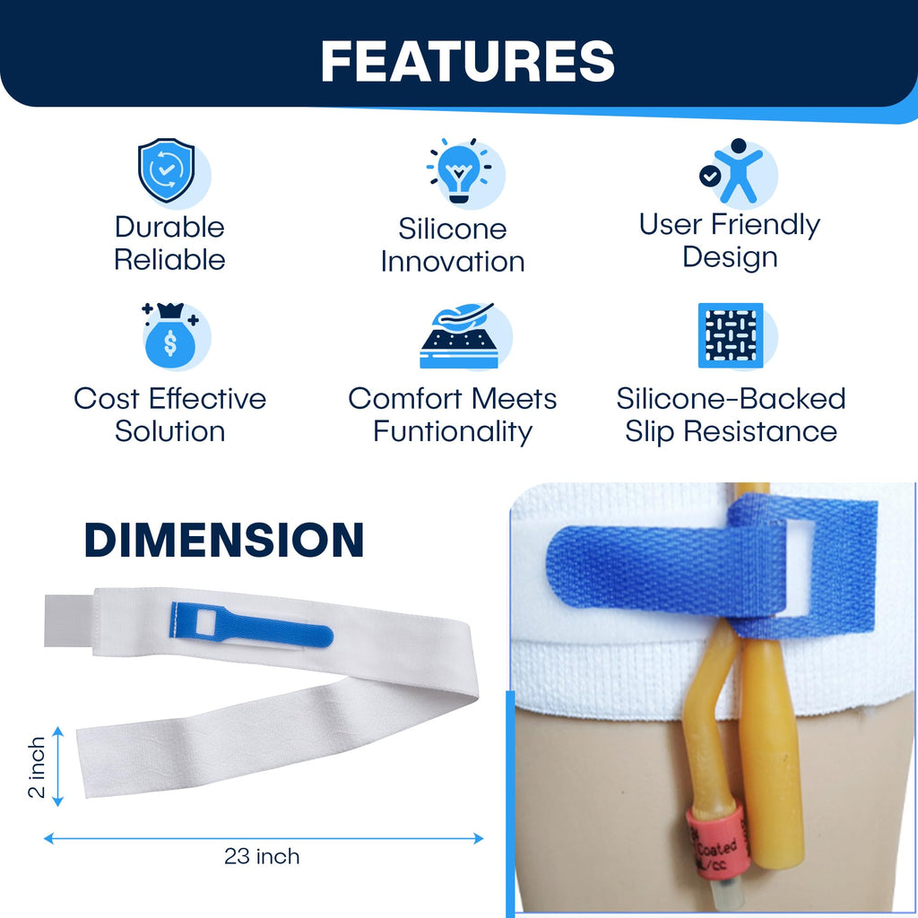 ViDava 3 Pack Foley Catheter Leg Strap, with Silicone to Reduce Slipping, Secure Your Urinary Catheter with ViDava Catheter Straps 23" Long x 2" Wide