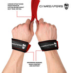 Gymreapers Lifting Wrist Straps for Weightlifting, Bodybuilding, Powerlifting, Strength Training, & Deadlifts - Padded Neoprene with 18" Cotton (Red)