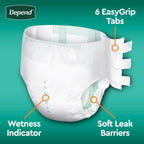 Depend Adult Diapers with Tabs, Incontinence Protection with Tabs, Unisex, Large (35–49" Waist, over 170 lbs), Maximum Absorbency, 48 Count (3 Packs of 16)